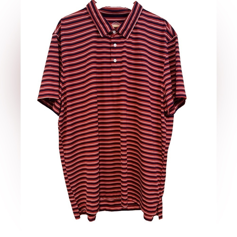 St. John's Bay Mens Dri Fit Red White Blue Striped Short Sleeve Polo Size XXL